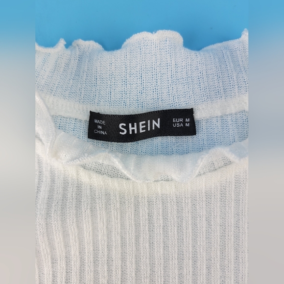 Shein Junior Teens Mock Neck Crop Top Long Sleeve Size Small  White - Picture 3 of 9